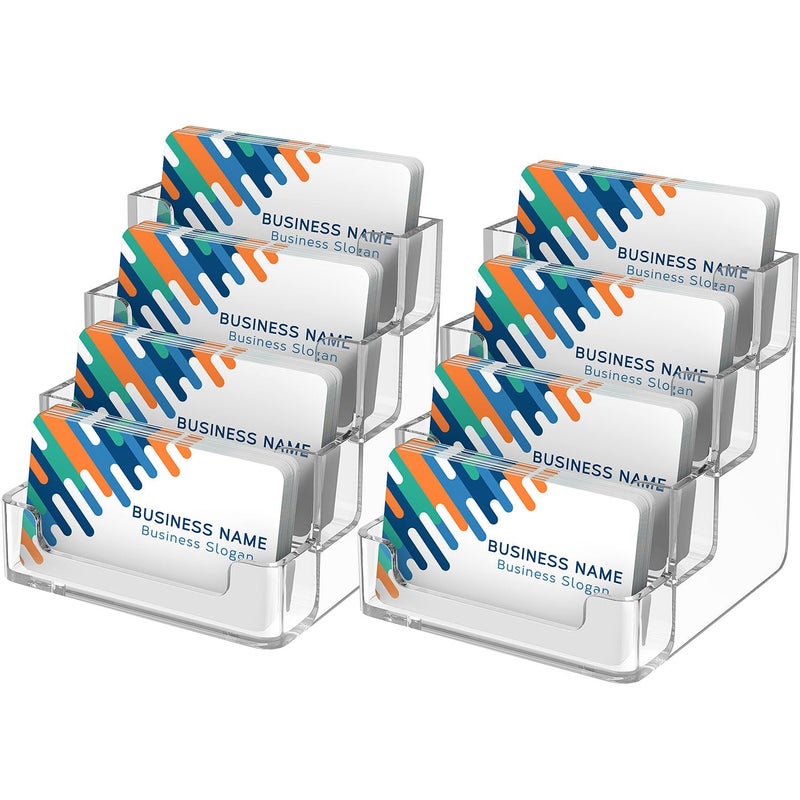 MaxGear Clear Business Card Holder 4 Pocket Business Card Display, Acrylic Business Card Stand for Desk or Counter with 4 Tier, 320 Card Capacity, 2 Pack - Image 1